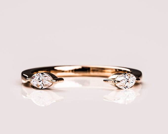 Moissanite 0.30 CT Marquise Cut Diamond Art Deco Handmade Band