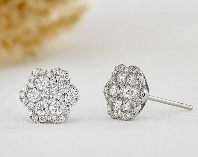 Moissanite 1.55 CT Round Cut Diamond Gothic Earring