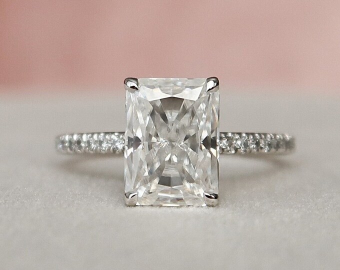 Moissanite 2.59 CT Radiant Cut Diamond Boho & Hippie Engagement Ring