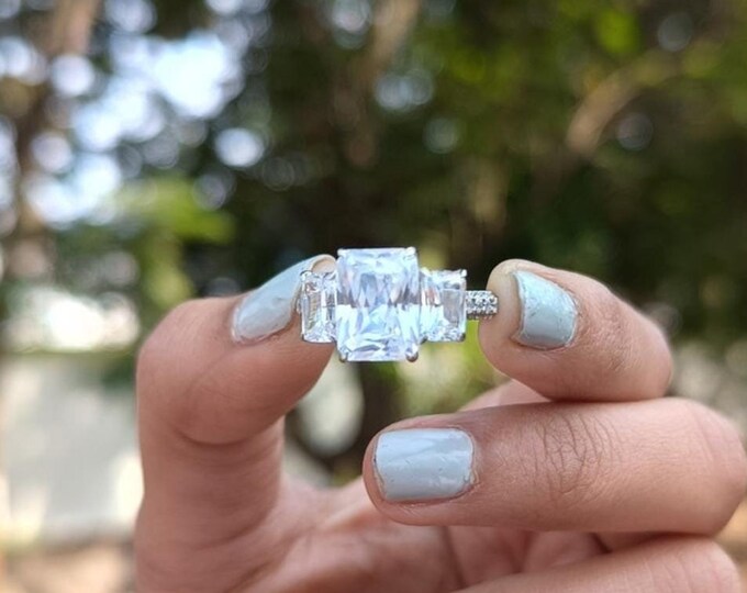 Moissanite 4.92 CT Radiant Cut Art Deco Engagement Ring