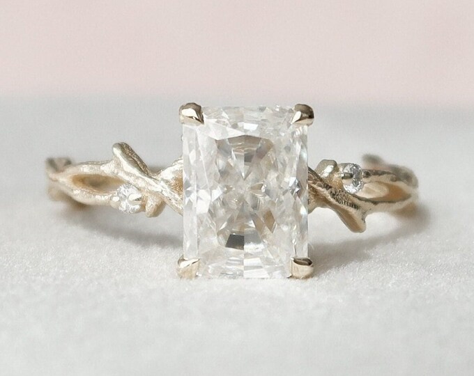 Moissanite 1.98 CT Radiant Cut Diamond Gothic Engagement Ring