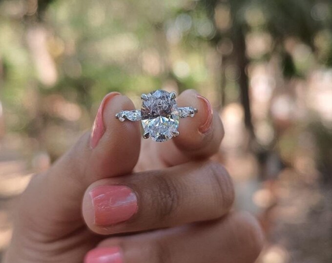 Moissanite 3.50 CT Oval Cut Boho & Hippie Anniversary Ring