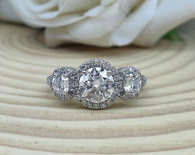 Moissanite 2.00 CT Round Cut Art Nouveau Wedding Ring