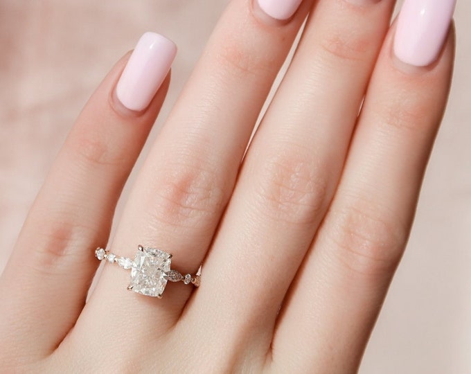 Moissanite 2.70 CT Cushion Cut Diamond Gothic Wedding Ring