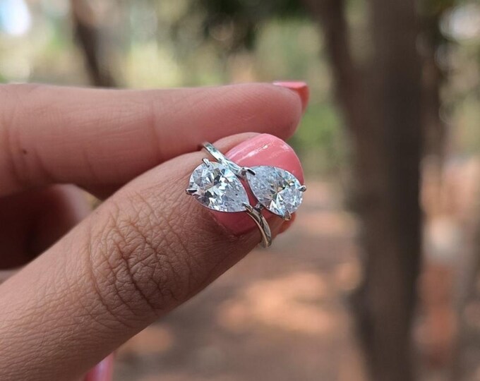 Moissanite 1.50 CT Pear Cut Boho & Hippie Wedding Ring