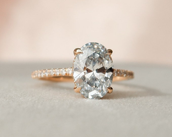 Moissanite 2.00 CT Oval Diamond Edwardian Engagement Ring