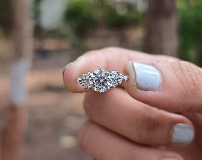 Moissanite 1.50 CT Round Cut Victorian Handmade Ring