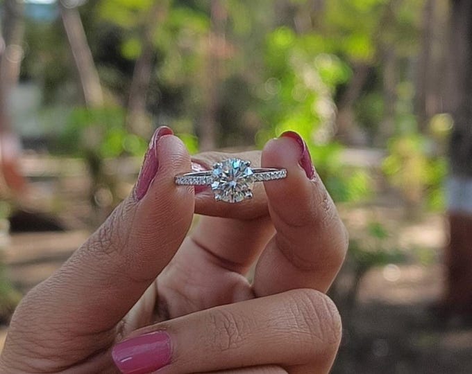 Moissanite 1.95 CT Round Cut Art Nouveau Wedding Ring