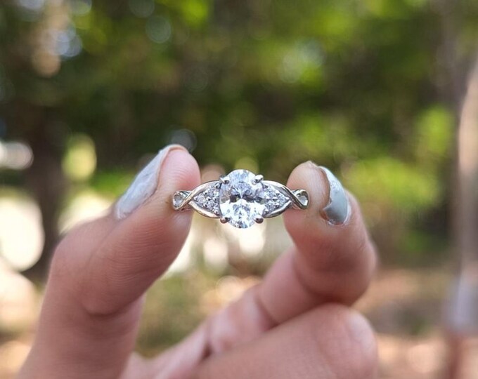 Moissanite 1.20 CT Oval Cut Celtic Wedding Ring