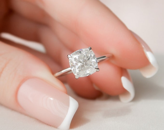 Moissanite 2.67 CT Cushion Cut Diamond Art Deco Wedding Ring