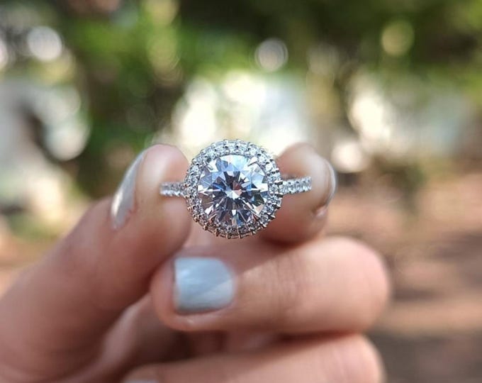 Moissanite 2.44 CT Round Cut Art Nouveau Wedding Ring