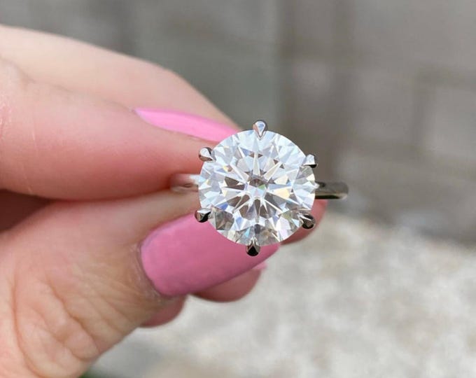 3.00 CT Round Cut Moissanite Solitaire Engagement Ring | 14KT Solid White Gold One Diamond Ring | Anniversary Gift | Gold Women Ring