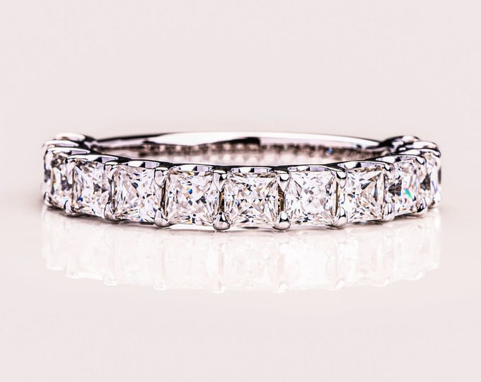 Moissanite 3.40 CT Princess Cut Diamond Avant Garde Handmade Band