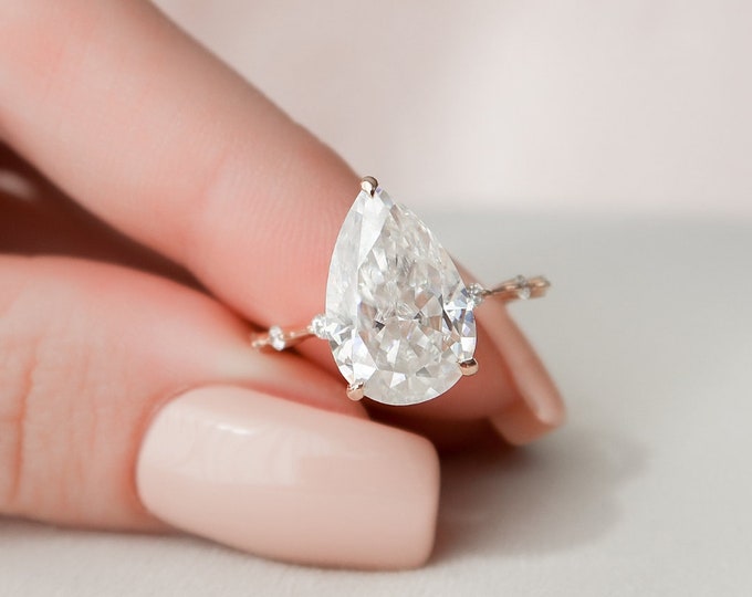 Moissanite 4.00 CT Pear Diamond Victorian Engagement Ring