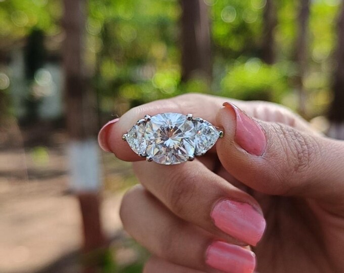 Moissanite 5.79 CT Cushion Cut Gothic Wedding Ring