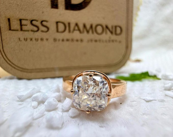 2.50 CT Cushion Cut Moissanite Diamond Ring | Statement Ring For Women | Solitaire Ring | Rose Gold Wedding Ring | Traditional Shank Type