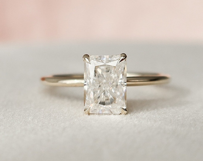 Moissanite 1.63 CT Radiant Cut Diamond Victorian Engagement Ring