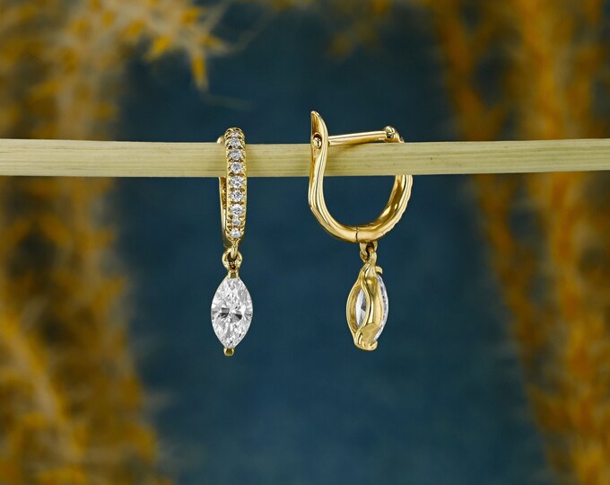 Moissanite 1.15 CT Round & Marquise Cut Diamond Gothic Earring
