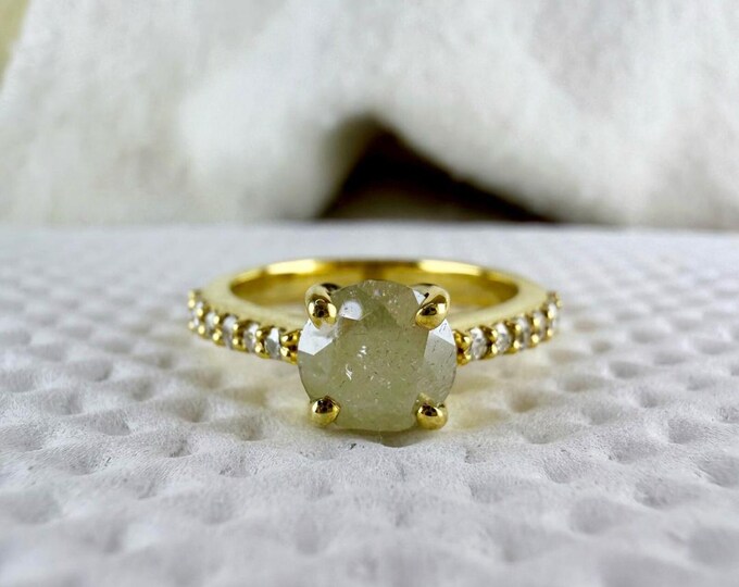 Round Cut Moissanite Engagement Ring 3.50 CT Dainty Moissanite Diamond  Bridal Ring Unique Art Deco Ring for Women | Anniversary Gift Ring