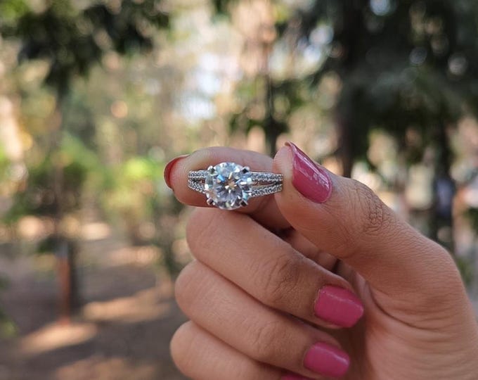 Moissanite 4.00 CT Round Cut Art Deco Anniversary Ring