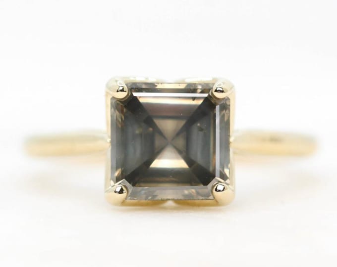 Natural Salt & Pepper 2.64 CT Radiant Cut Diamond Celtic Engagement Ring