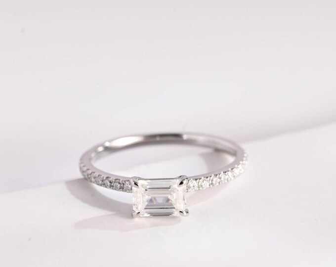 Moissanite 3.85 CT Emerald Cut Celtic Engagement Ring