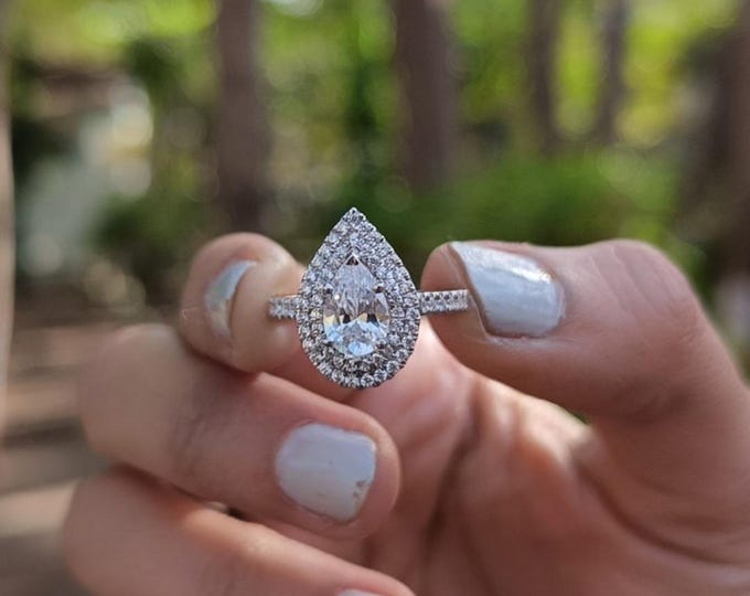 Moissanite 1.50 CT Pear Cut Gothic Handmade Ring