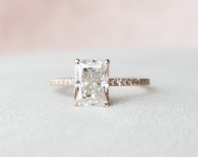 Moissanite 1.65 CT Radiant Cut Diamond Avant Garde Engagement Ring