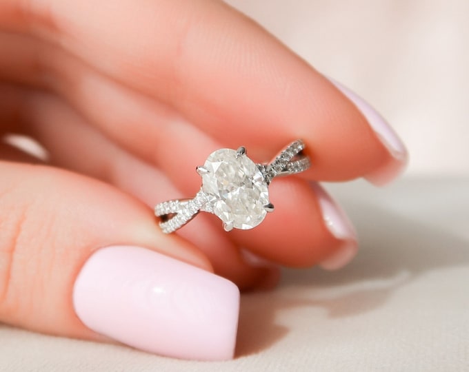Moissanite 2.85 CT Oval Cut Diamond Victorian Engagement Ring
