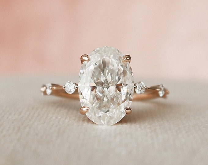 Moissanite 3.00 CT Oval Diamond Minimalist Wedding Ring
