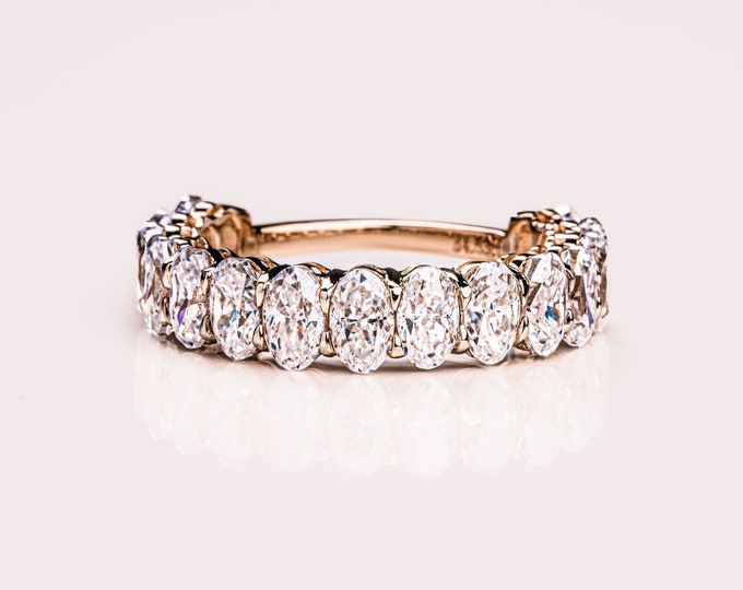 Moissanite 4.45 CT Oval Cut Diamond Minimalist Anniversary Band