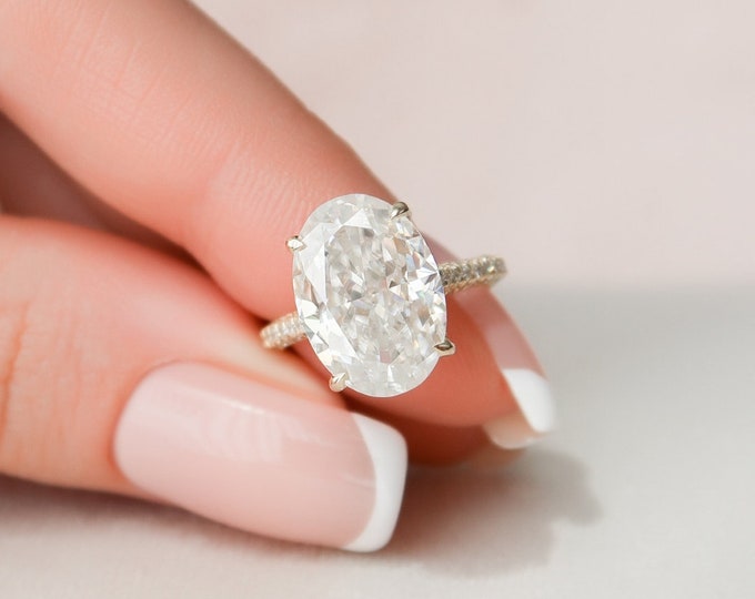 Moissanite 4.35 CT Oval Cut Diamond Victorian Wedding Ring