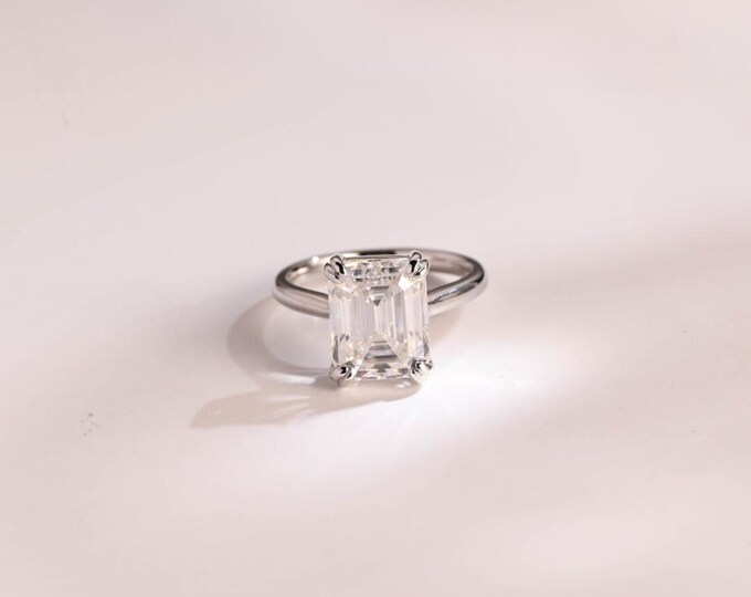 Moissanite 2.90 CT Emerald Cut Boho & Hippie Anniversary Ring