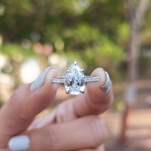 Moissanite 3.00 CT Pear Cut Edwardian Anniversary Ring