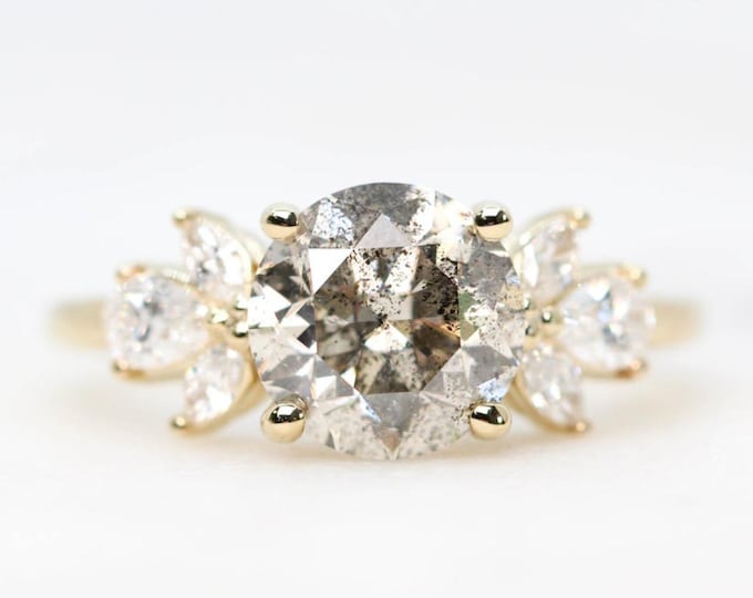 Natural Salt & Pepper 2.50 CT Round Cut Diamond Boho And Hippie Anniversary Ring