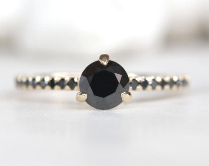 Natural Salt & Pepper 1.00 CT Round Cut Diamond Celtic Wedding Ring