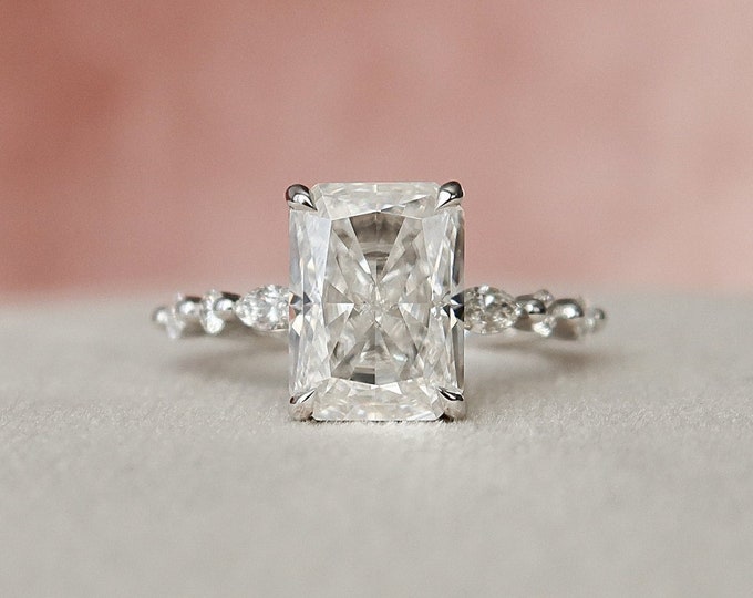 Moissanite 3.40 CT Radiant Cut Diamond Victorian Engagement Ring