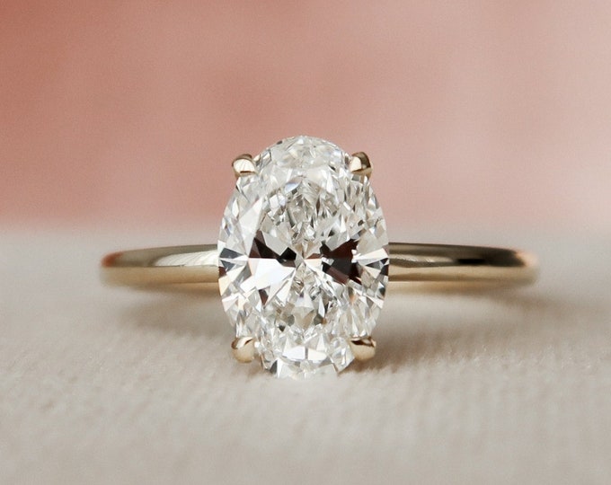 Moissanite 1.80 CT Oval Cut  Diamond Minimalist Handmade Ring