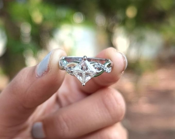 Moissanite 1.90 CT Princess Cut Avant Garde Anniversary Ring