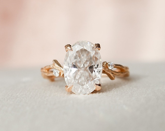 Moissanite 1.94 CT Oval Cut Diamond Avant Garde Engagement Ring