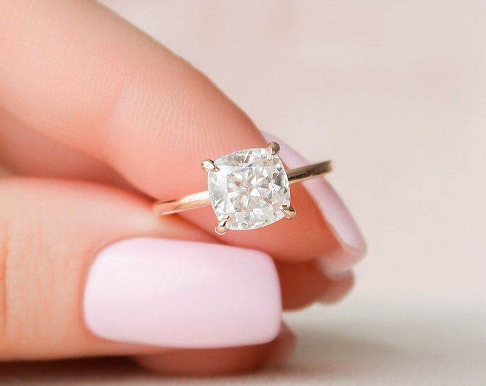 Moissanite 2.10 CT Cushion Cut Diamond Boho & Hippie Wedding Ring