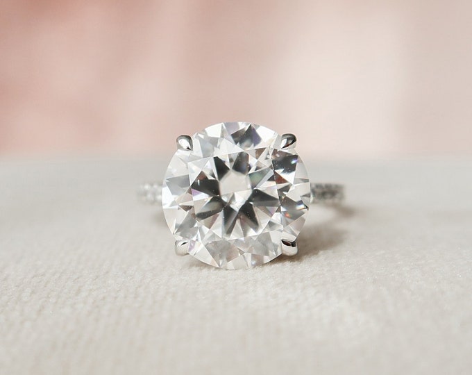 Moissanite 4.32 CT Round Cut  Diamond Mid-Century Anniversary Ring