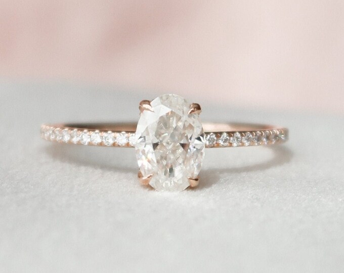 Moissanite 2.35 CT Oval Cut Diamond Art Nouveau Engagement Ring