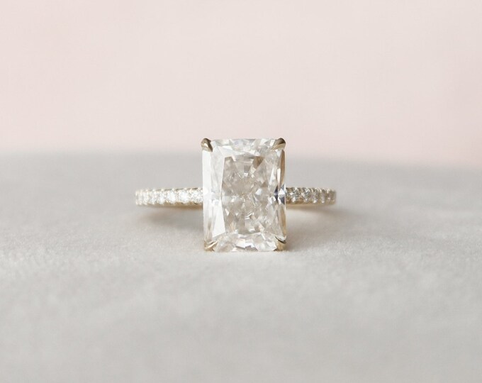 Moissanite 2.92 CT Radiant Cut Diamond Minimalist Handmade Ring