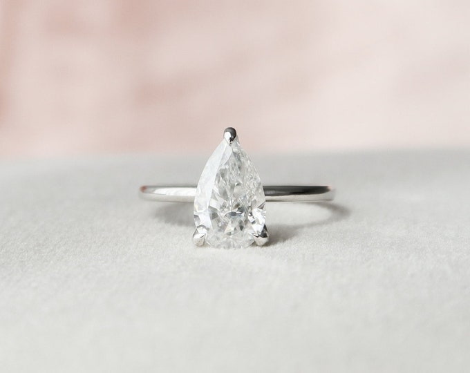 Moissanite 1.70 CT Pear Cut Diamond Gothic Anniversary Ring