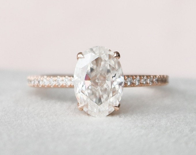 Moissanite 3.25 CT Oval Cut Diamond Avant Garde Wedding Ring