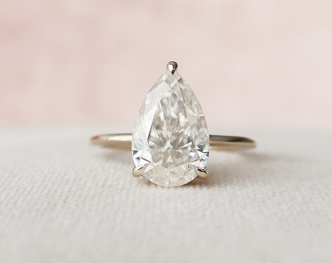 Moissanite 2.70 CT Pear Cut Diamond Boho & Hippie Handmade Ring
