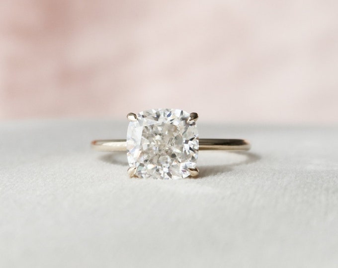 Moissanite 2.55 CT Cushion Cut Diamond Edwardian Engagement Ring