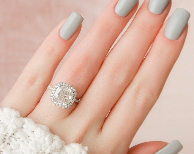 Moissanite 2.77 CT Cushion Cut Diamond Brutalist Handmade Ring