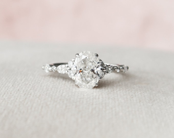 Moissanite 1.70 CT Oval Cut Diamond Gothic Wedding Ring